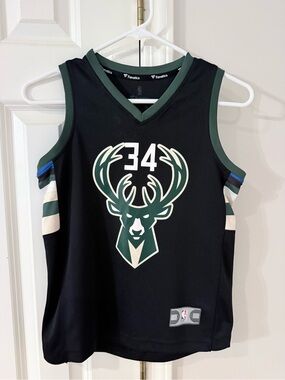 Fanatics Black & Green Milwaukee Bucks #34 Kids Jersey Tank